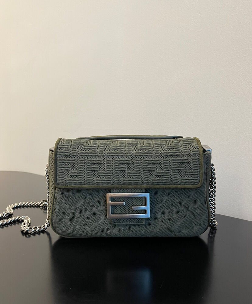 Fendi Midi Baguette Chain Handbag 8BR793 Green